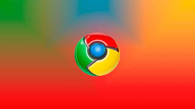 Логотип Google Chrome на разноцветном размытом фоне